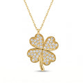 18K Gold Cubic Zirconia Clover Necklace