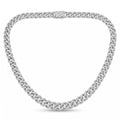 Lab Diamond White Gold Cuban Link Chain Necklace