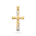 18k Gold Two Tone Crucifix Pendant
