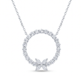 Lab Diamond White Gold Circle Butterfly Necklace