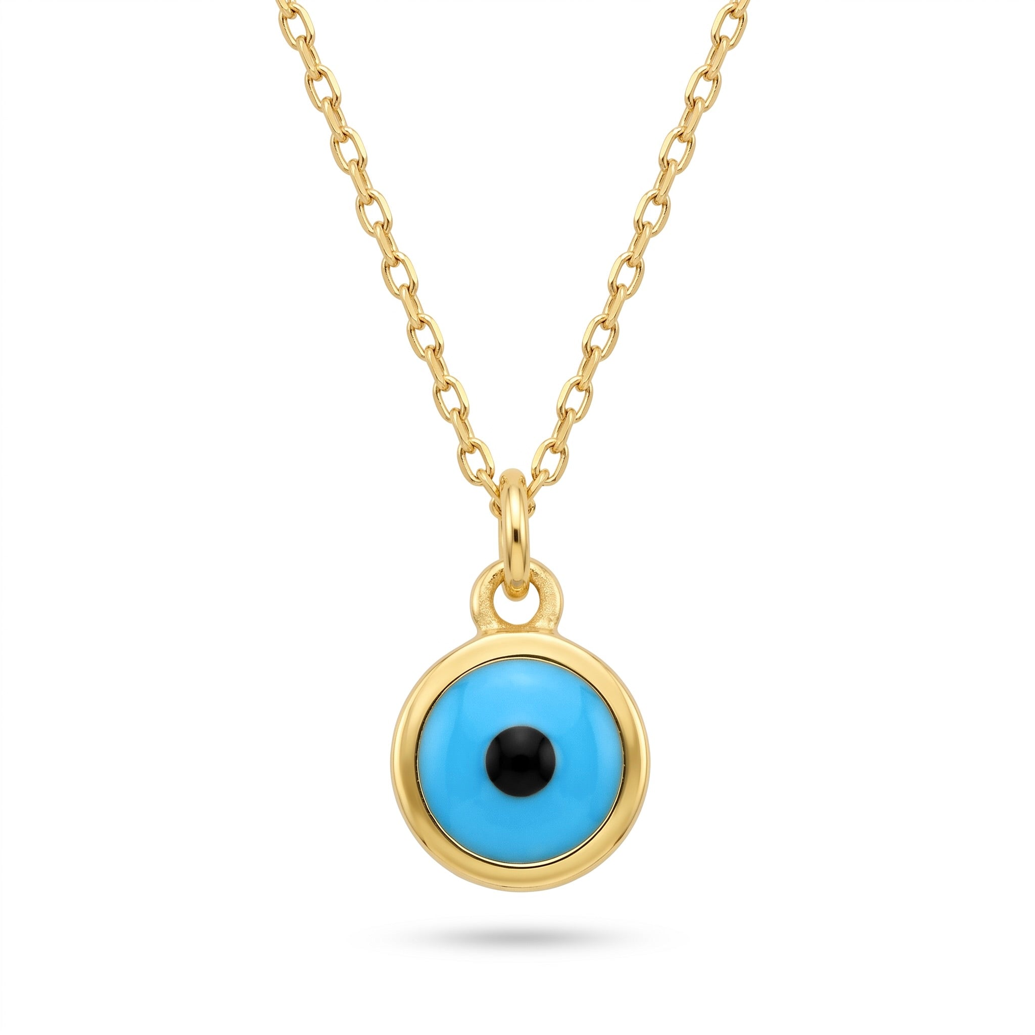 18K Yellow Gold Evil Eye Necklace