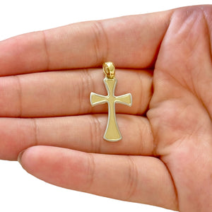 18k Gold Two Tone Cross Pendant