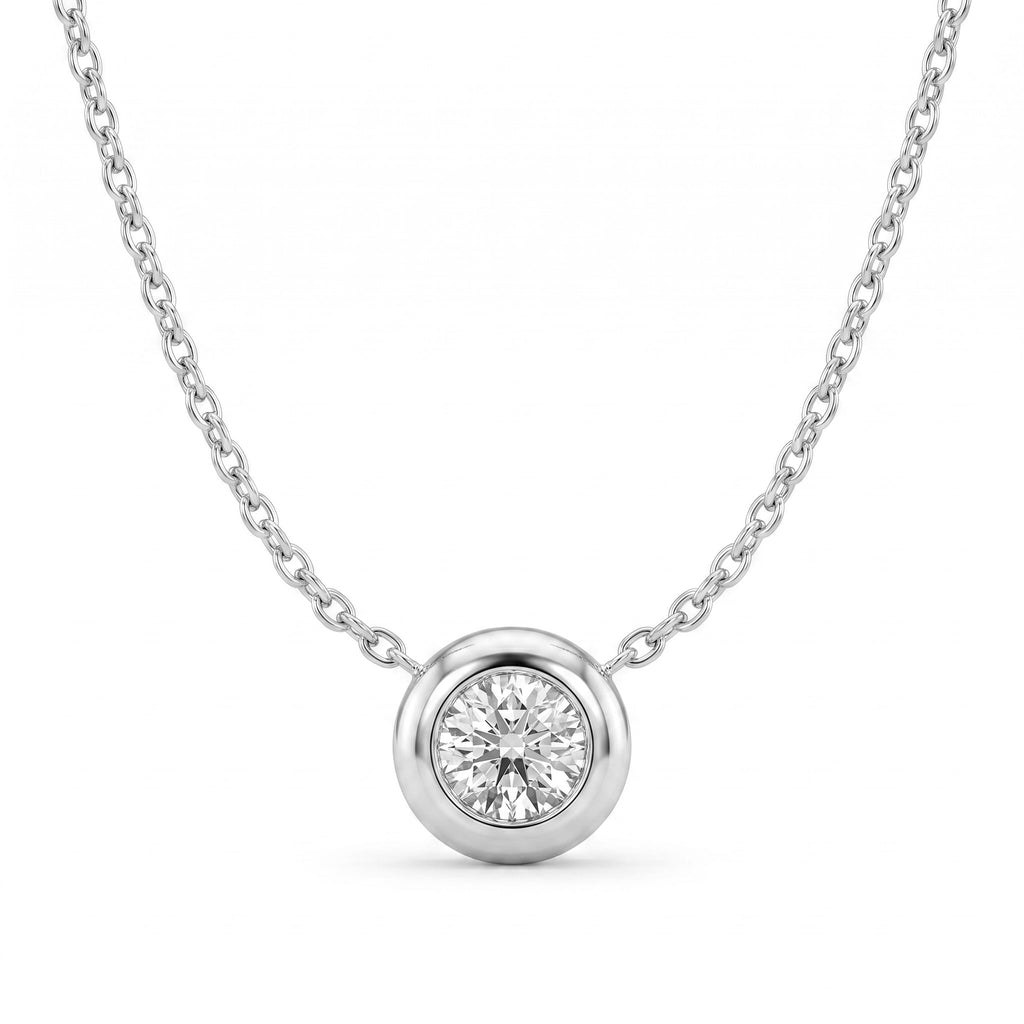 Diamond White Gold Solitare Bezel Necklace