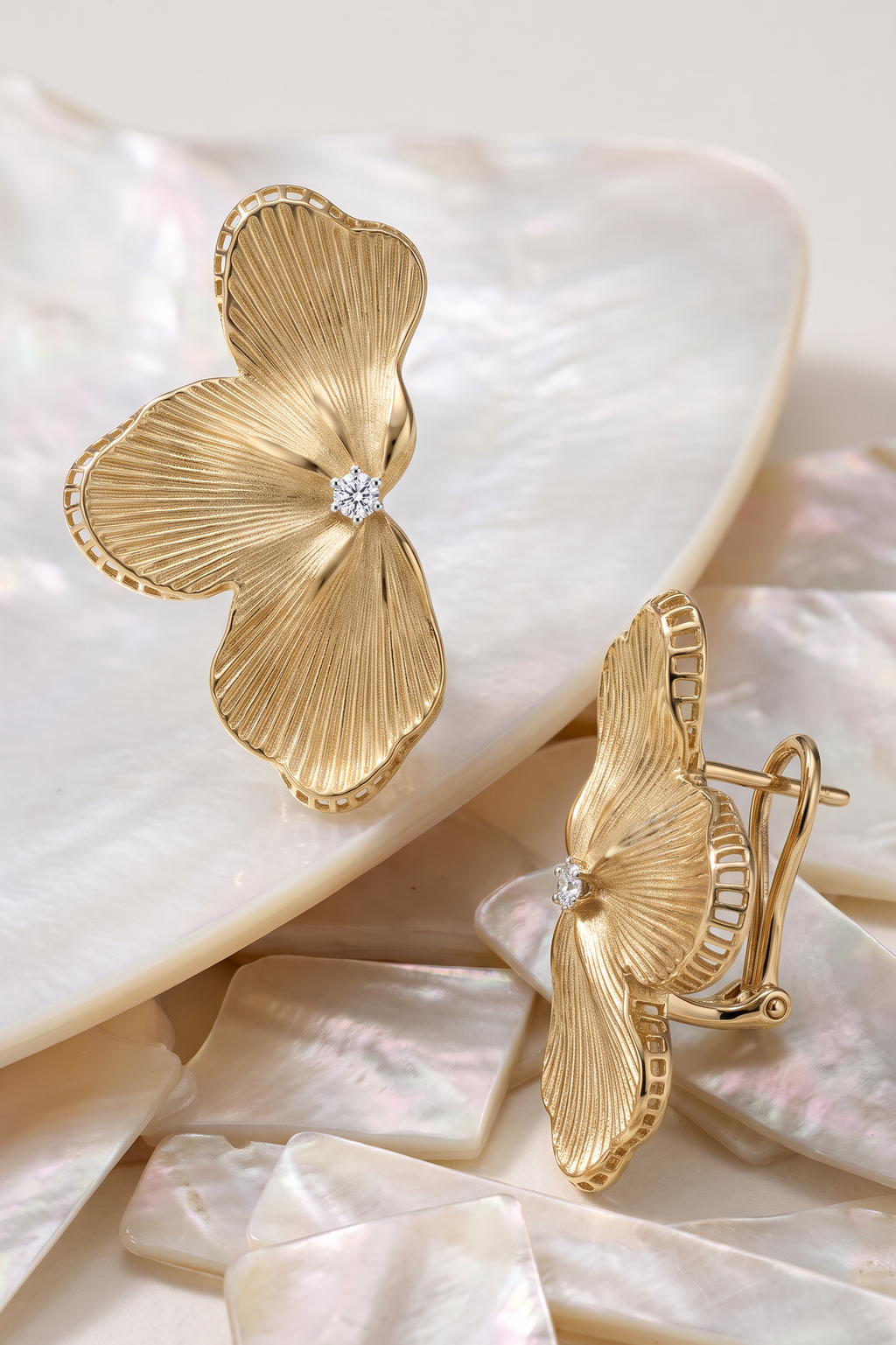 Diamond Two Tone Gold Drop Earrings