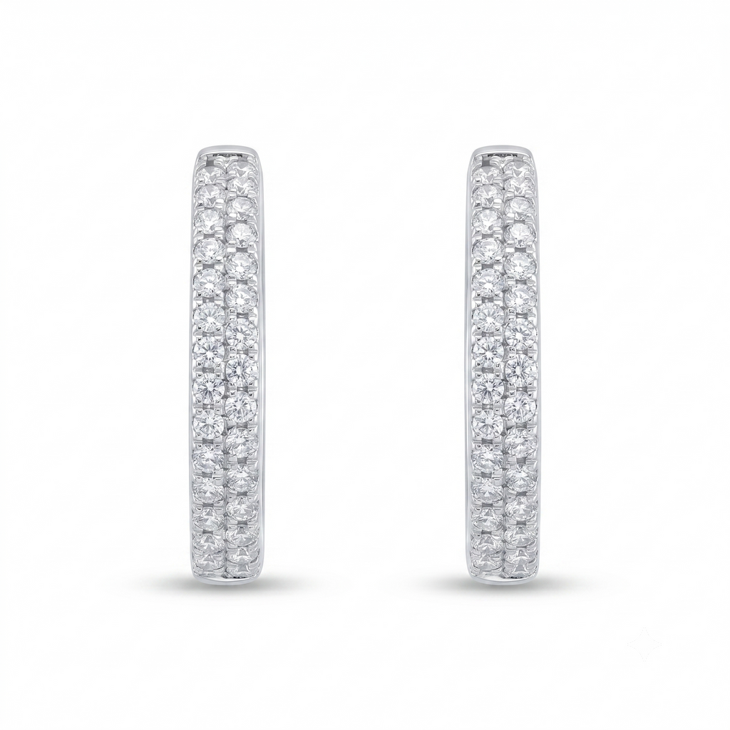 Diamond White Gold Hoop Earrings