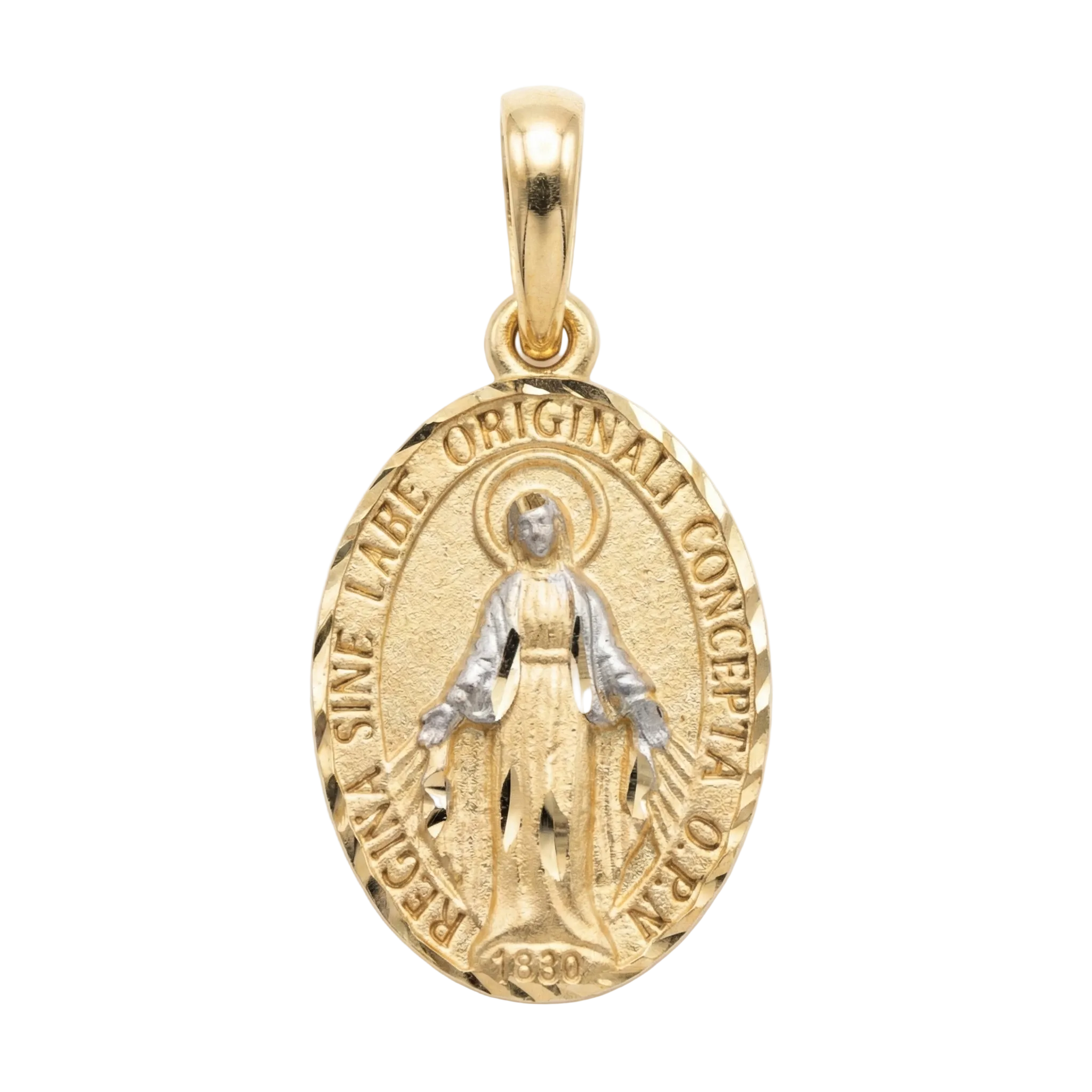 18K Two Tone St. Mary Icon Pendant