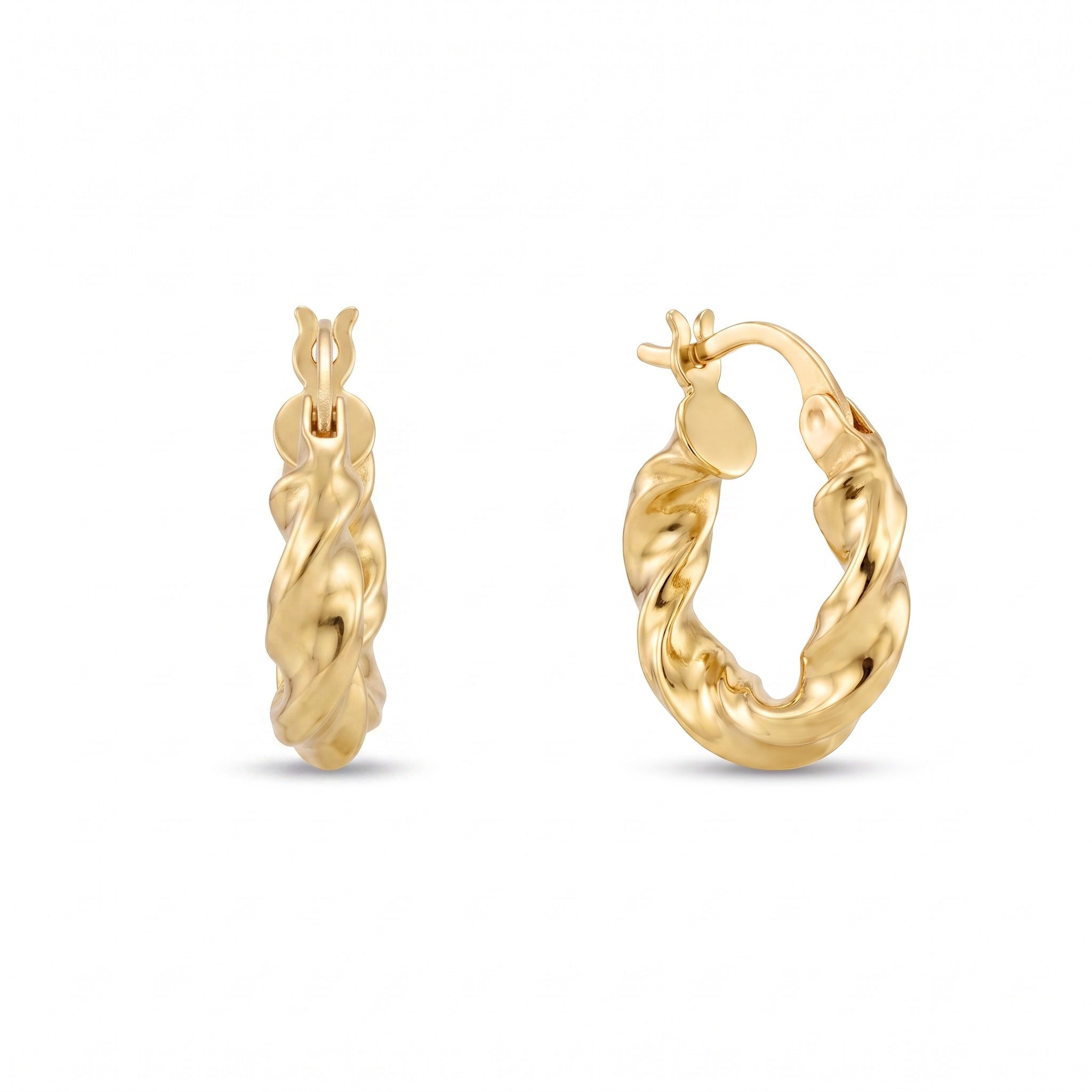 18K Yellow Gold Twisted Circle Hoop Earring