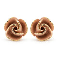 18K Two Tone Gold Rose Stud Earring