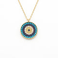 18K Multicolor Gold Cubic Zirconia Evil Eye Necklace