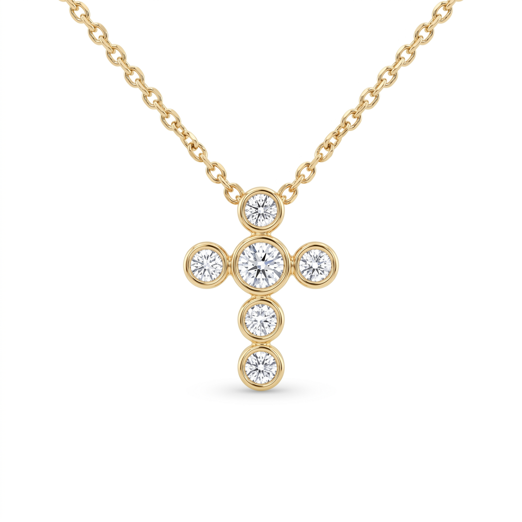 Diamond Yellow Gold Cross Necklace