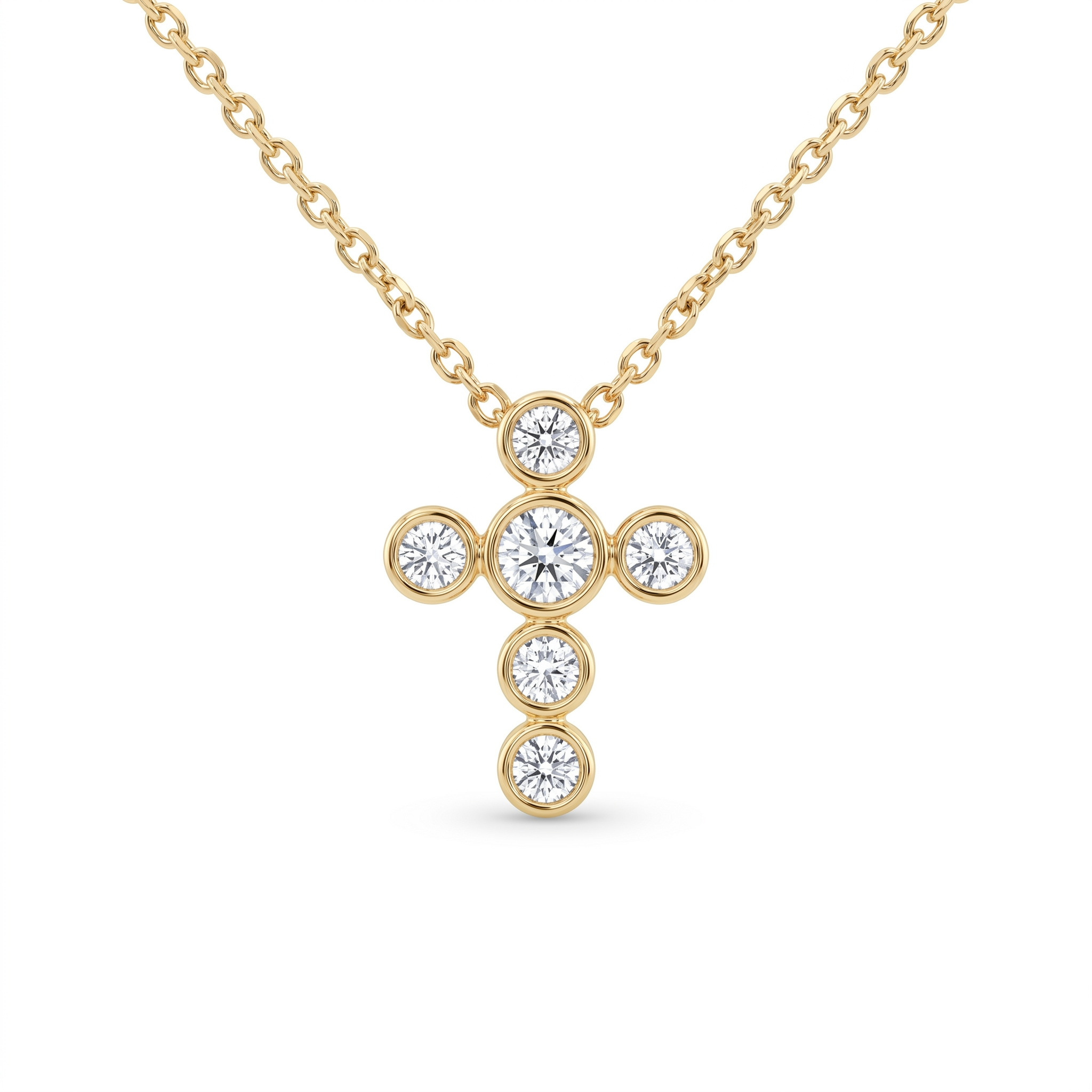 Diamond Yellow Gold Cross Necklace