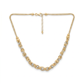 18K Two Tone Gold Double Chain Beaded Necklace