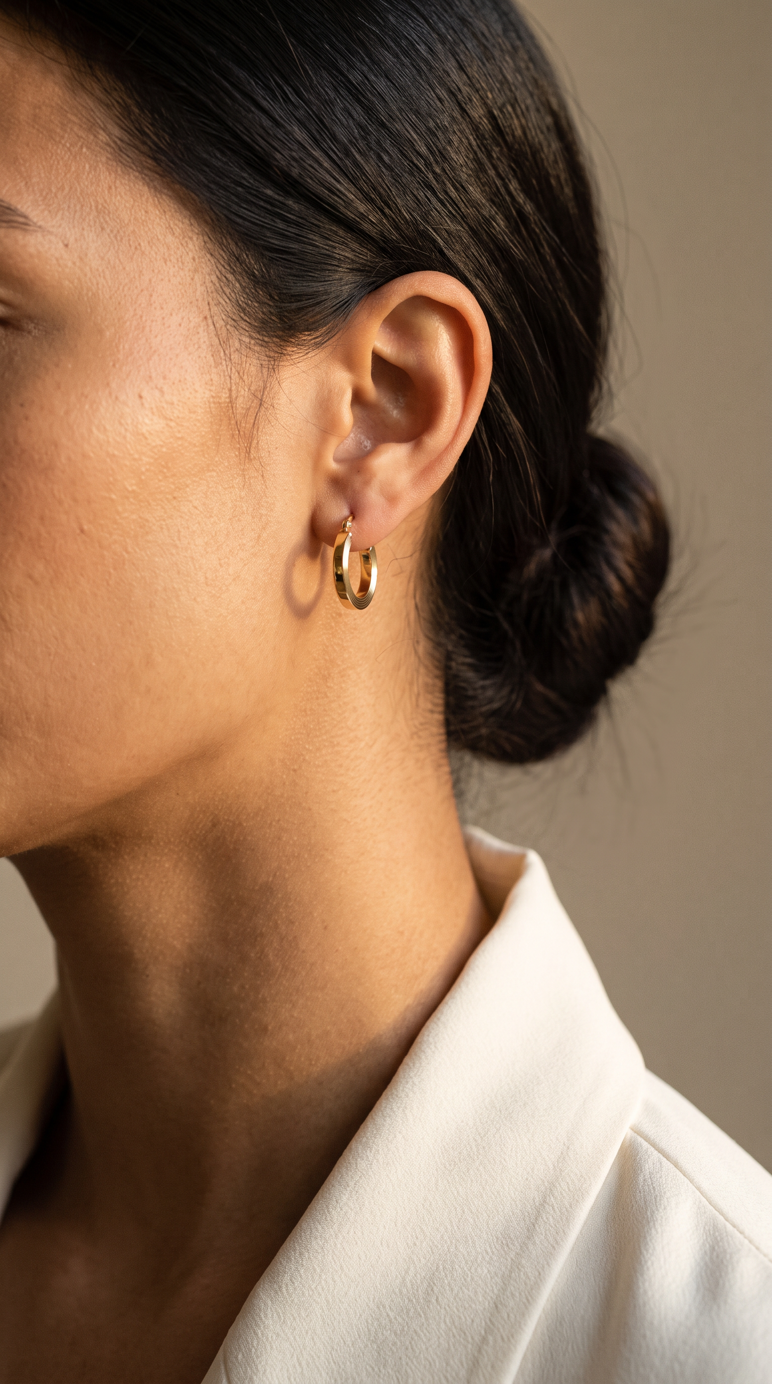 18K Yellow Gold Circle Hoop Earrings