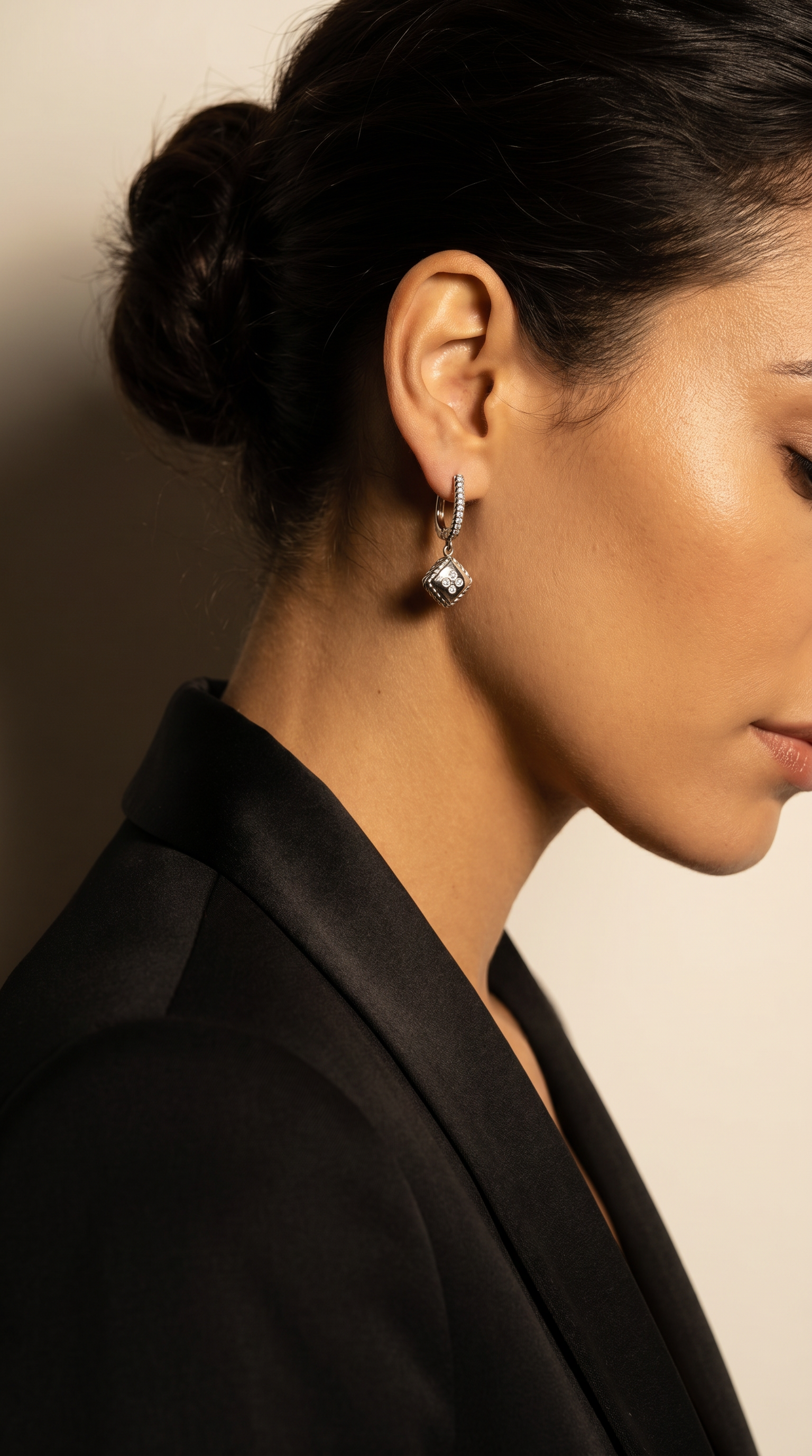 Diamond White Gold Hoop Earrings