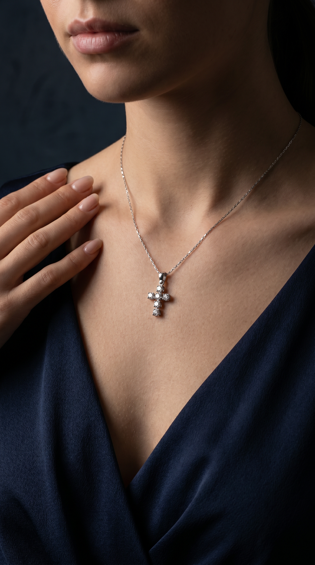 Diamond White Gold Cross Necklace
