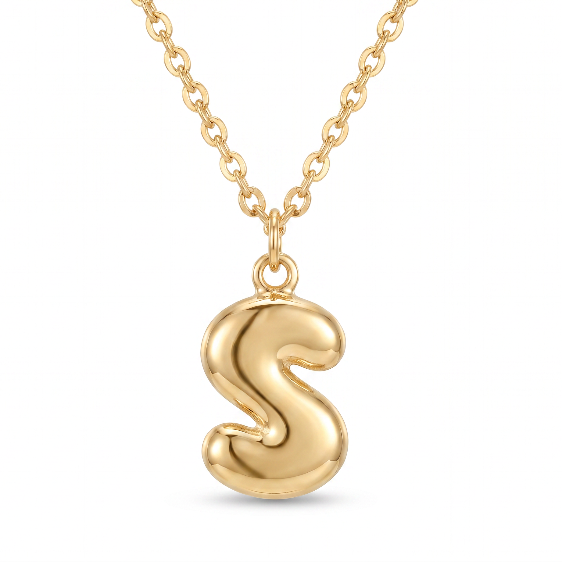 18K Yellow Gold Letter S Chain Necklace
