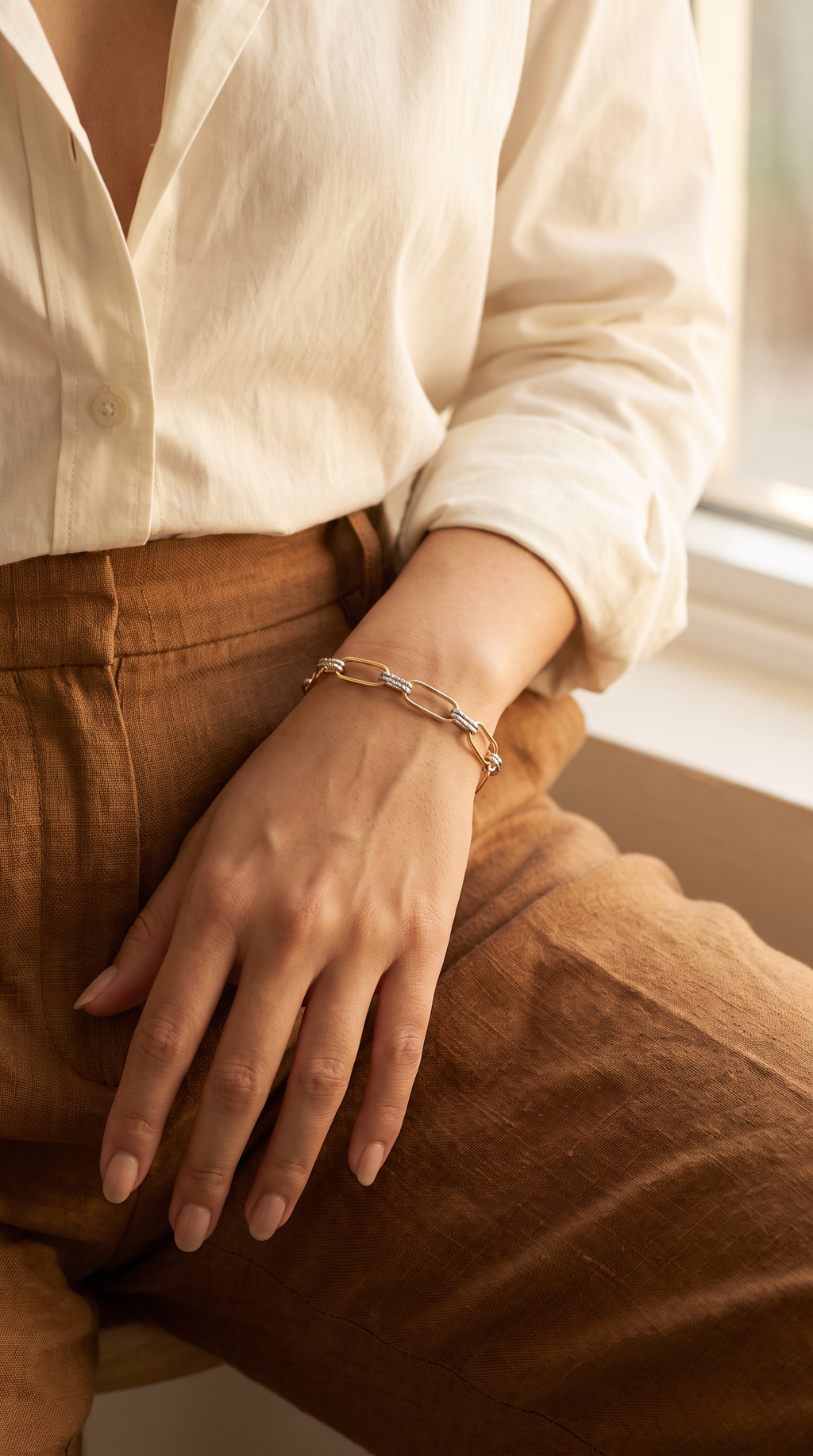 18K Two Tone Gold Chain Bracelet