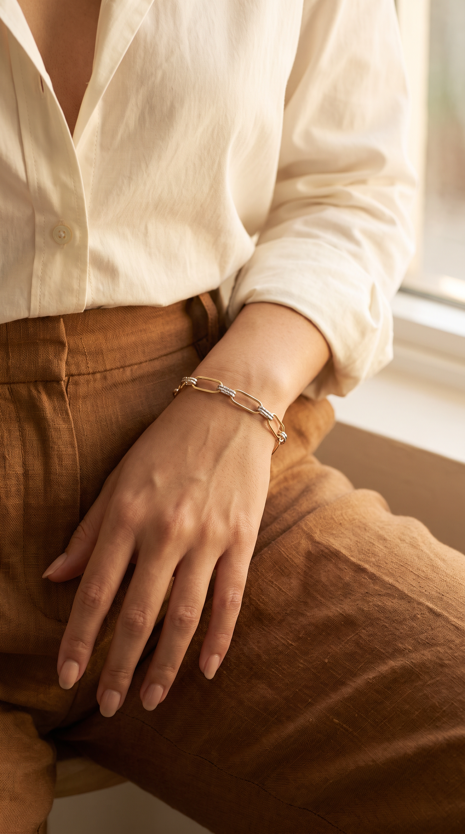 18K Two Tone Gold Chain Bracelet