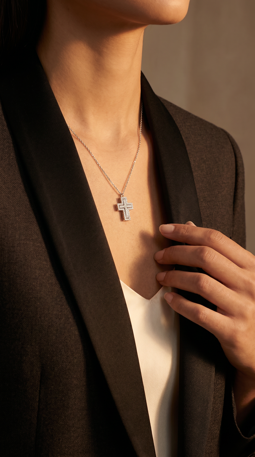 Diamond White Gold Cross Necklace