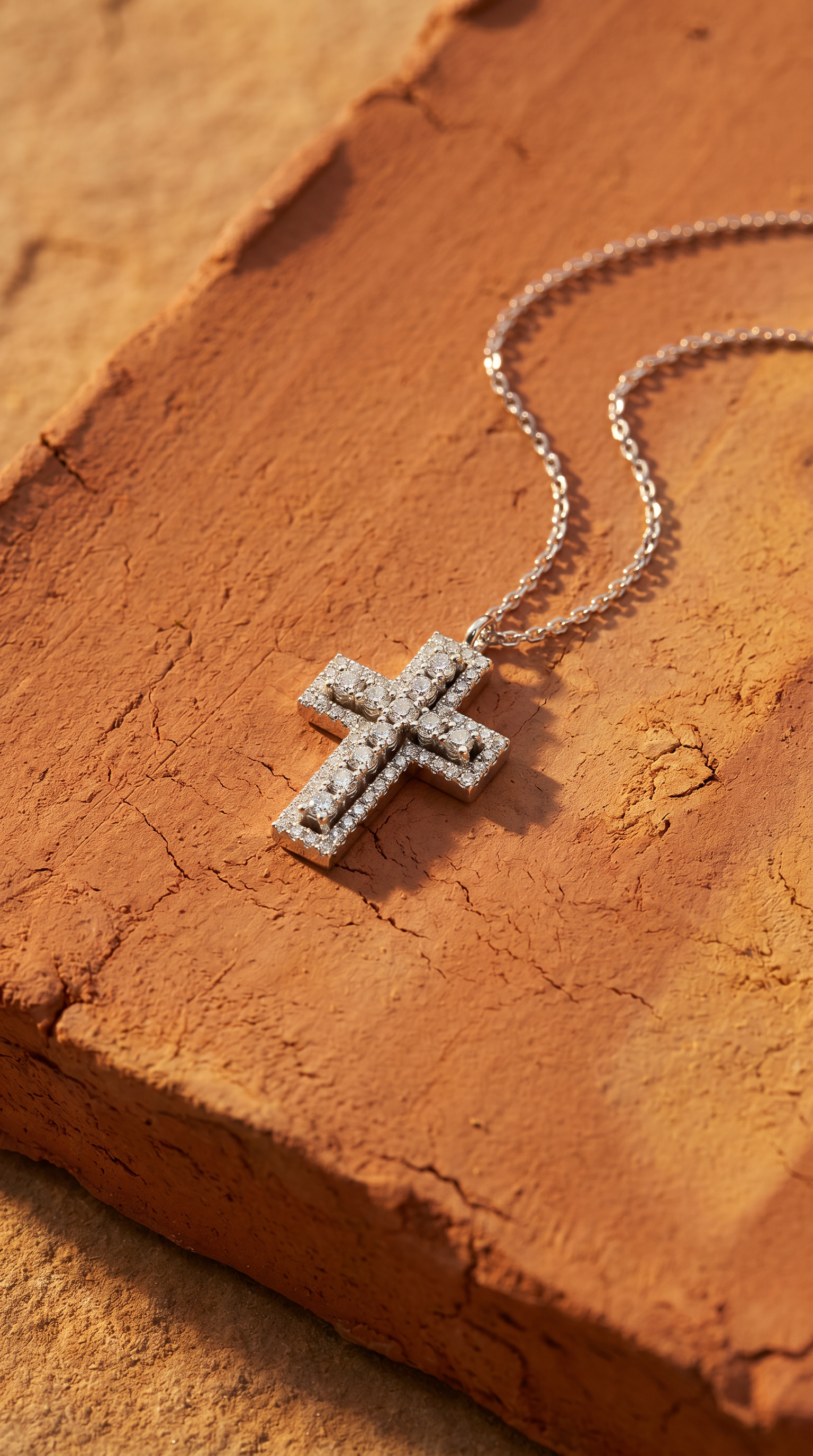 Diamond White Gold Cross Necklace
