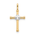 18K Two Tone Gold Cross Pendant
