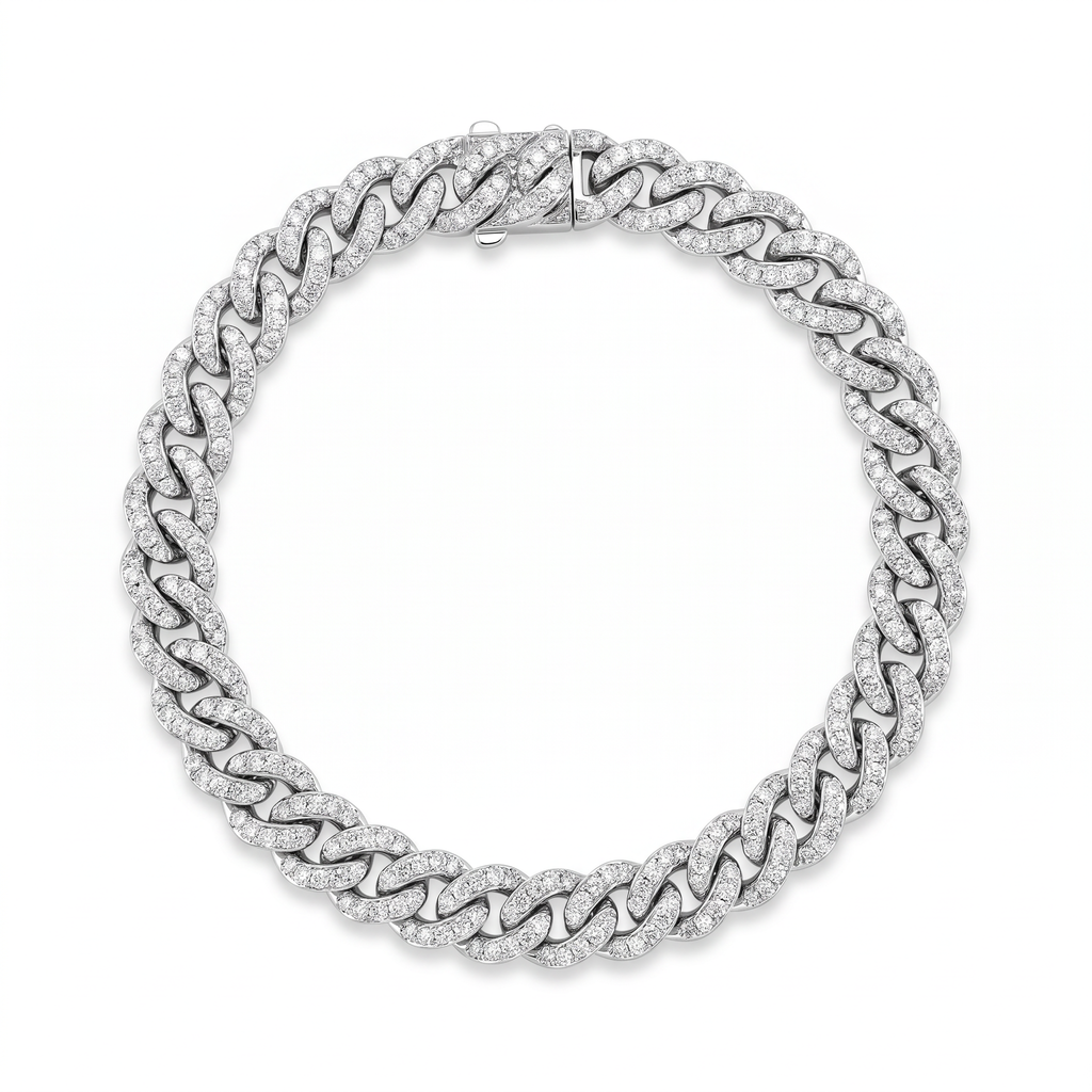 Lab Diamond White Gold Chain Bracelet