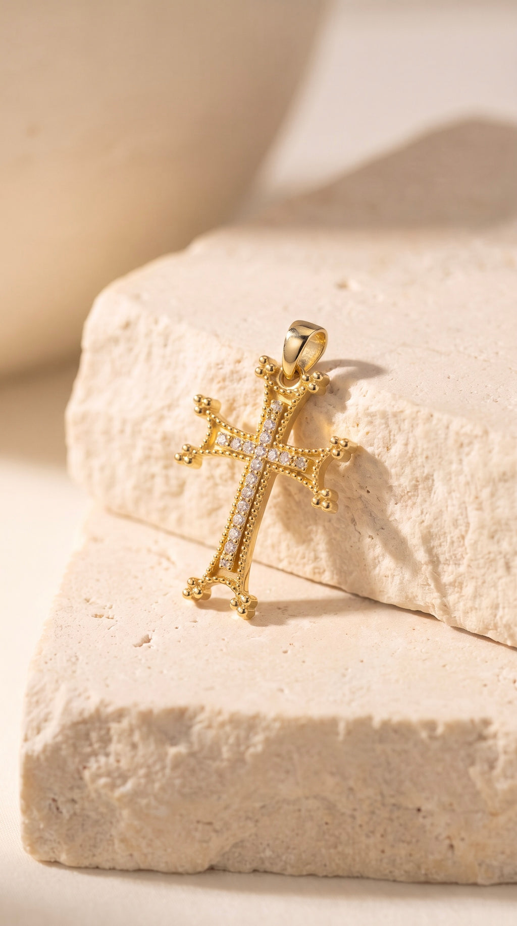 Diamond Yellow Gold Cross Pendant