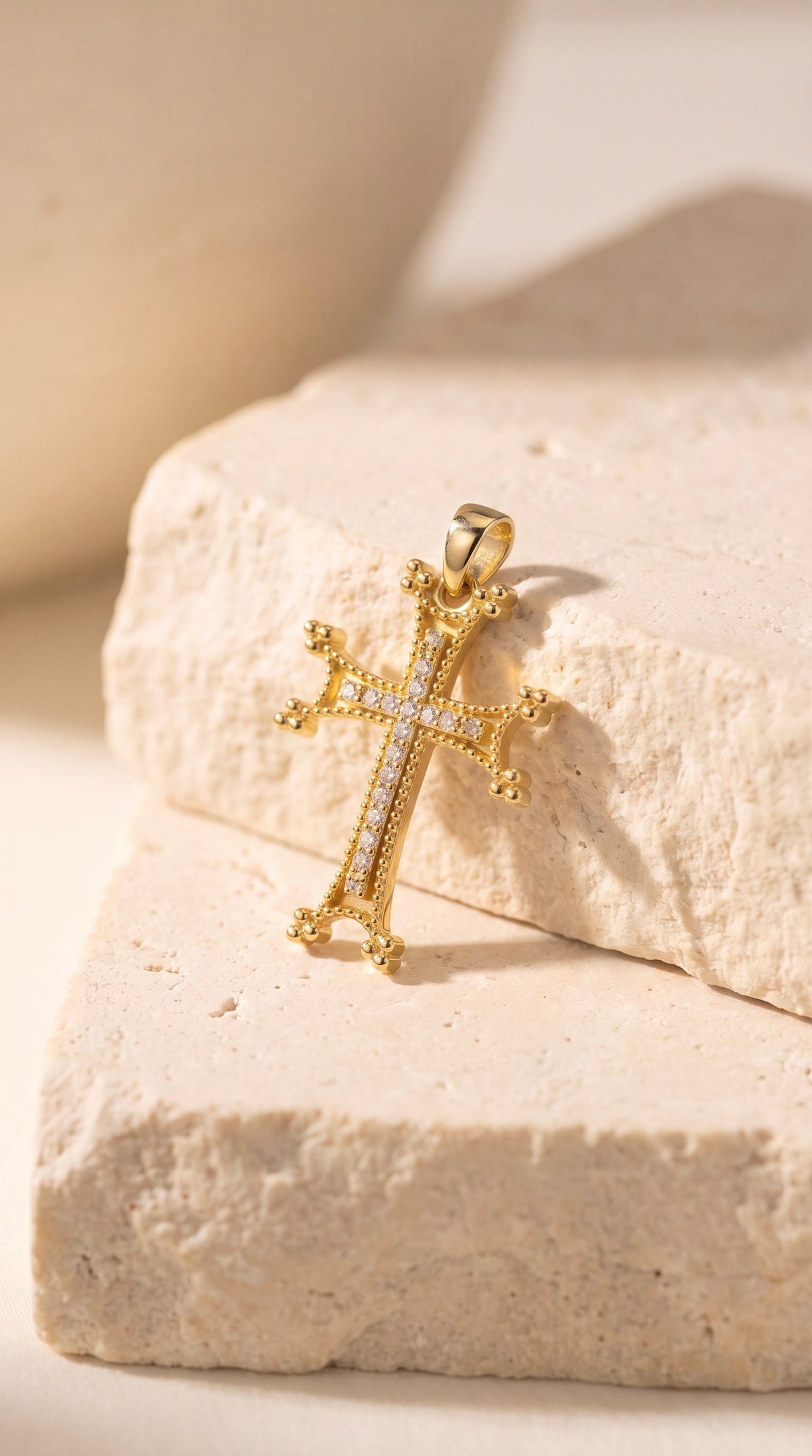 Diamond Yellow Gold Cross Pendant