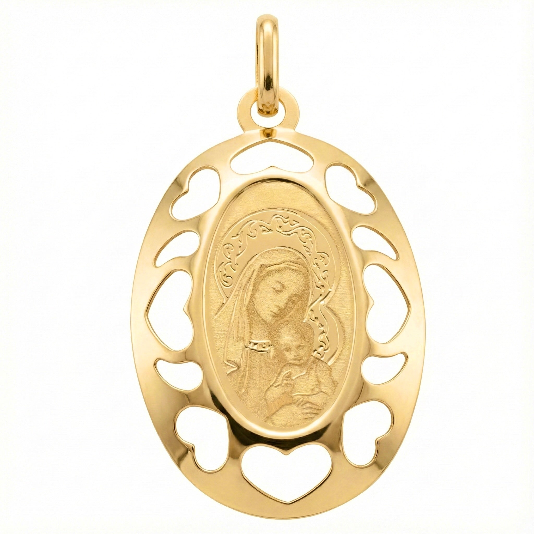 18K Yellow Gold Pendant St. Mary & Jesus Icon Pendant