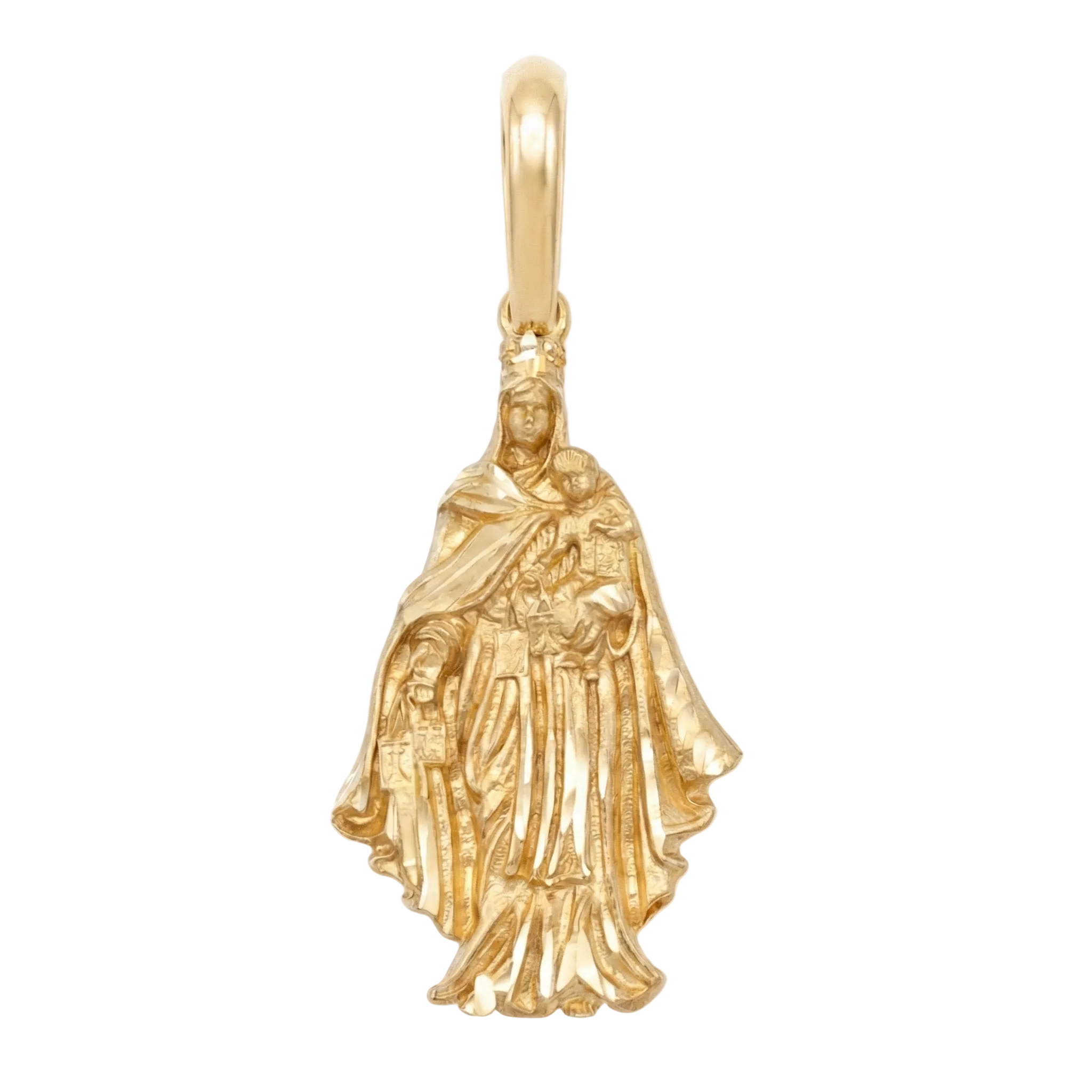 18K Yellow Gold Pendant 3D Mary & Jesus Icon