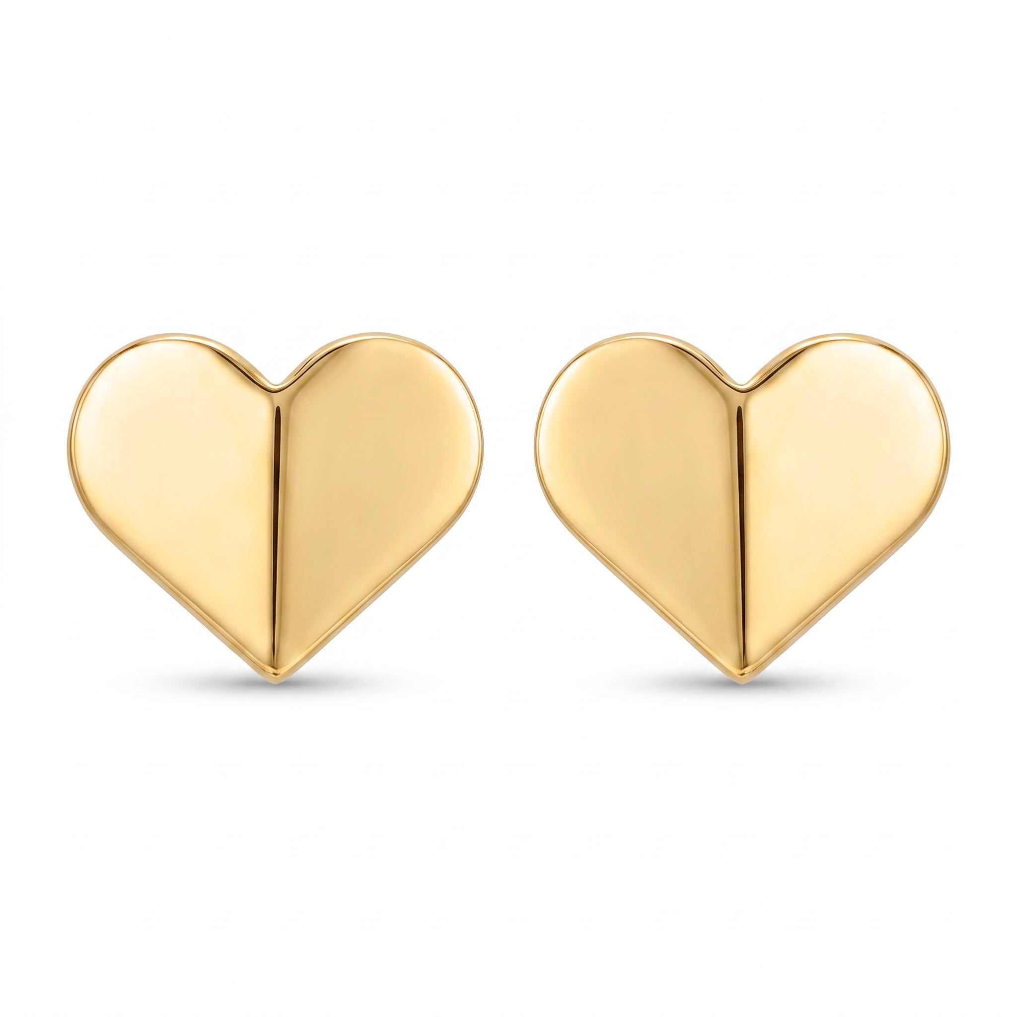 18K Yellow Gold Heart Stud Earring