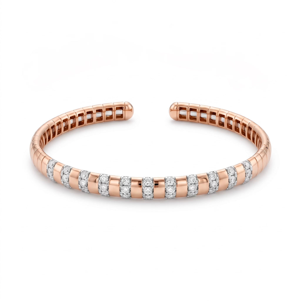 Diamond Two Tone Gold Cuff Bracelet