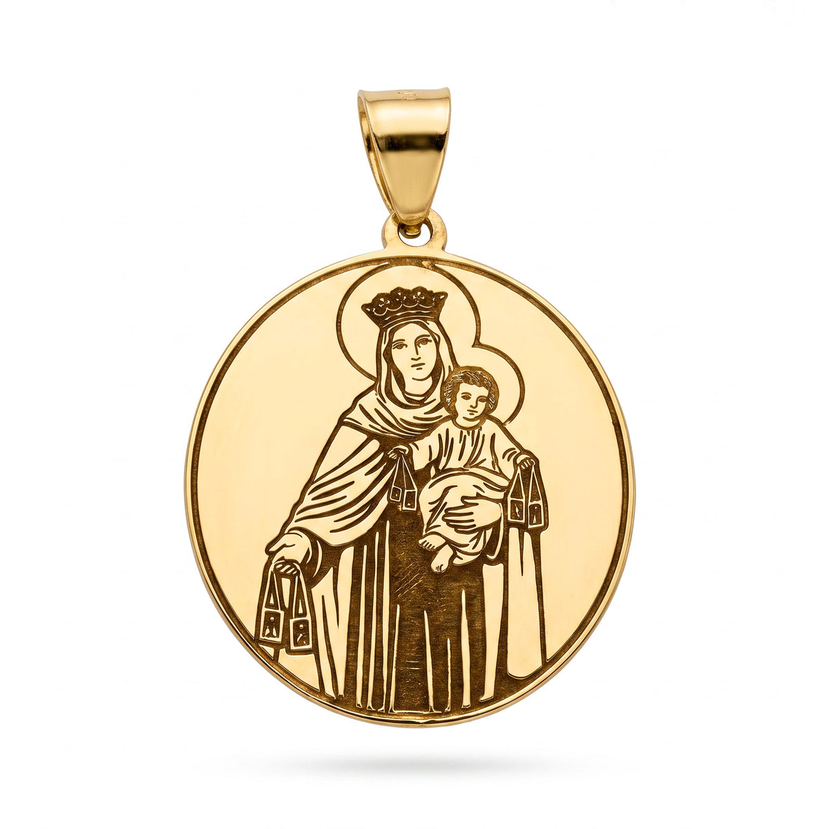 18K Yellow Gold St. Mary & Jesus Icon Pendant