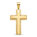 18K Yellow Gold Large Diamond Cut Cross Pendant