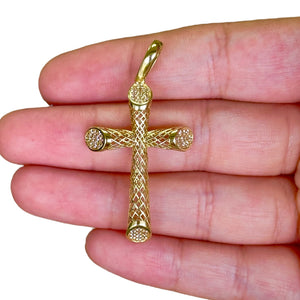 18k Gold CZ Cross Pendant