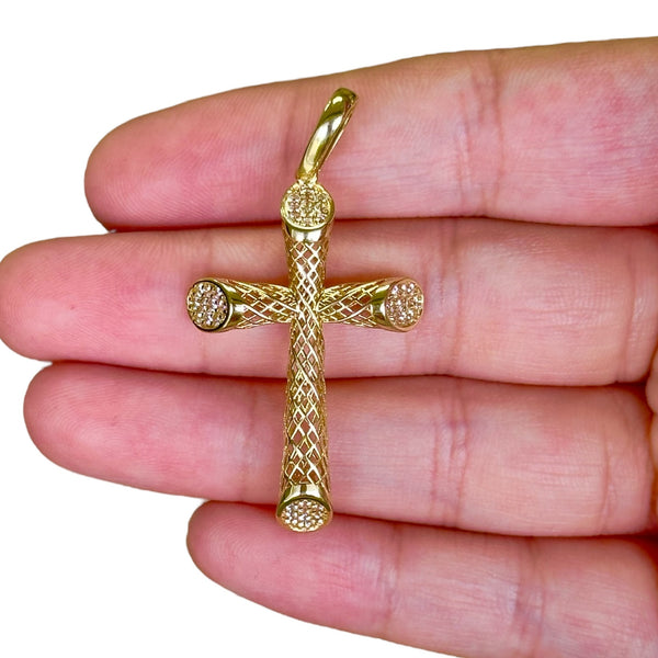 18k Gold CZ Cross Pendant