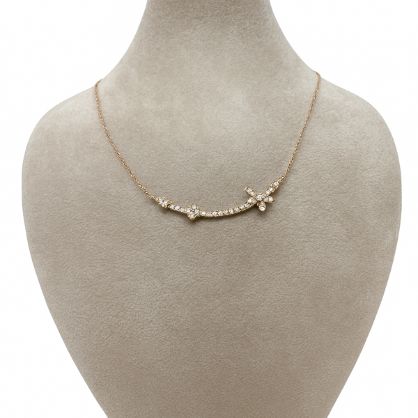 Natural Diamond Necklace 18K Rose Gold 18 inches