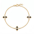 18K Yellow Gold Mother Of Pearl Onyx Chain Bracelet