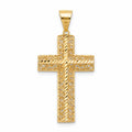 18K Yellow Gold Filigree Diamond-Cut Cross Pendant