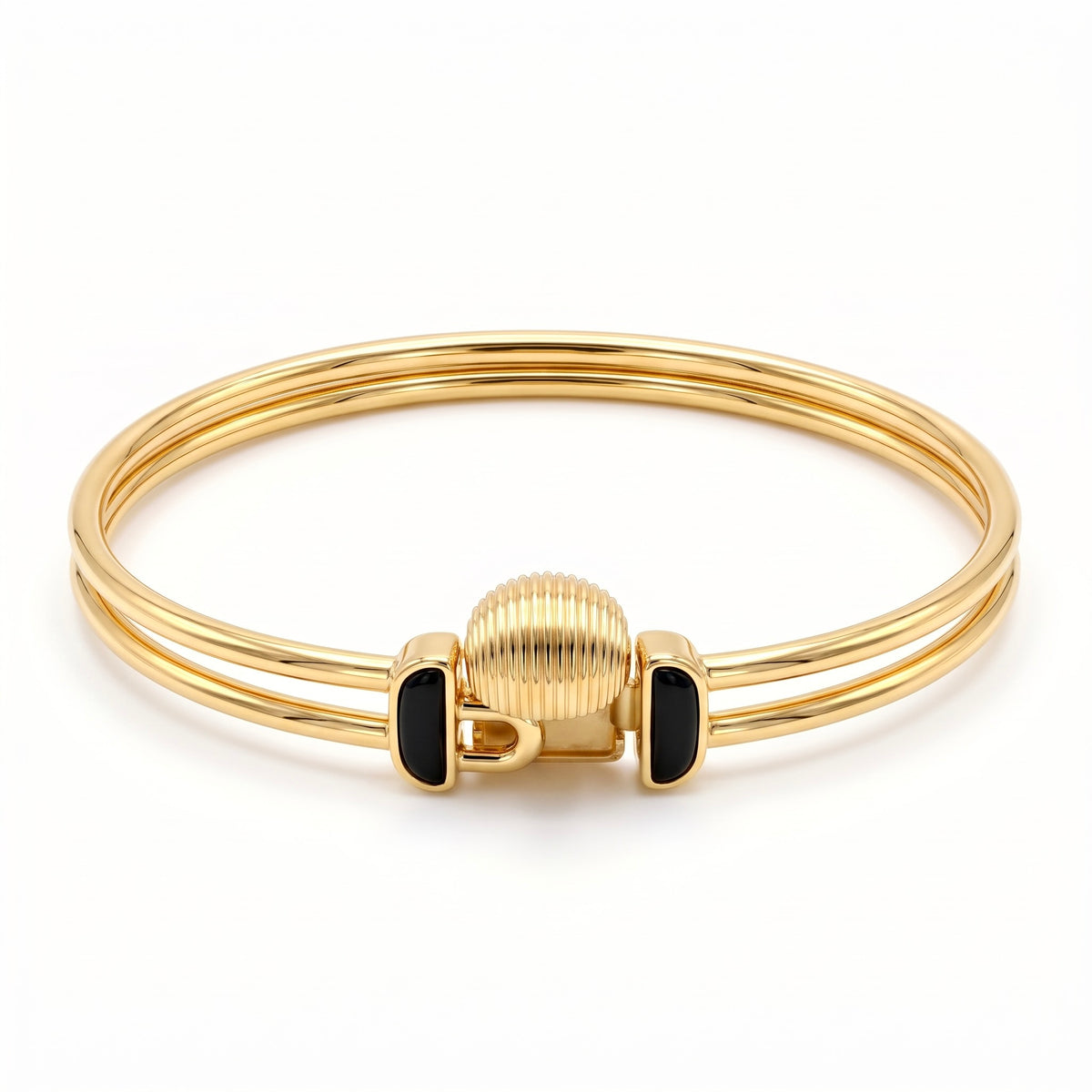 18K Yellow Gold Onyx Bangle Bracelet