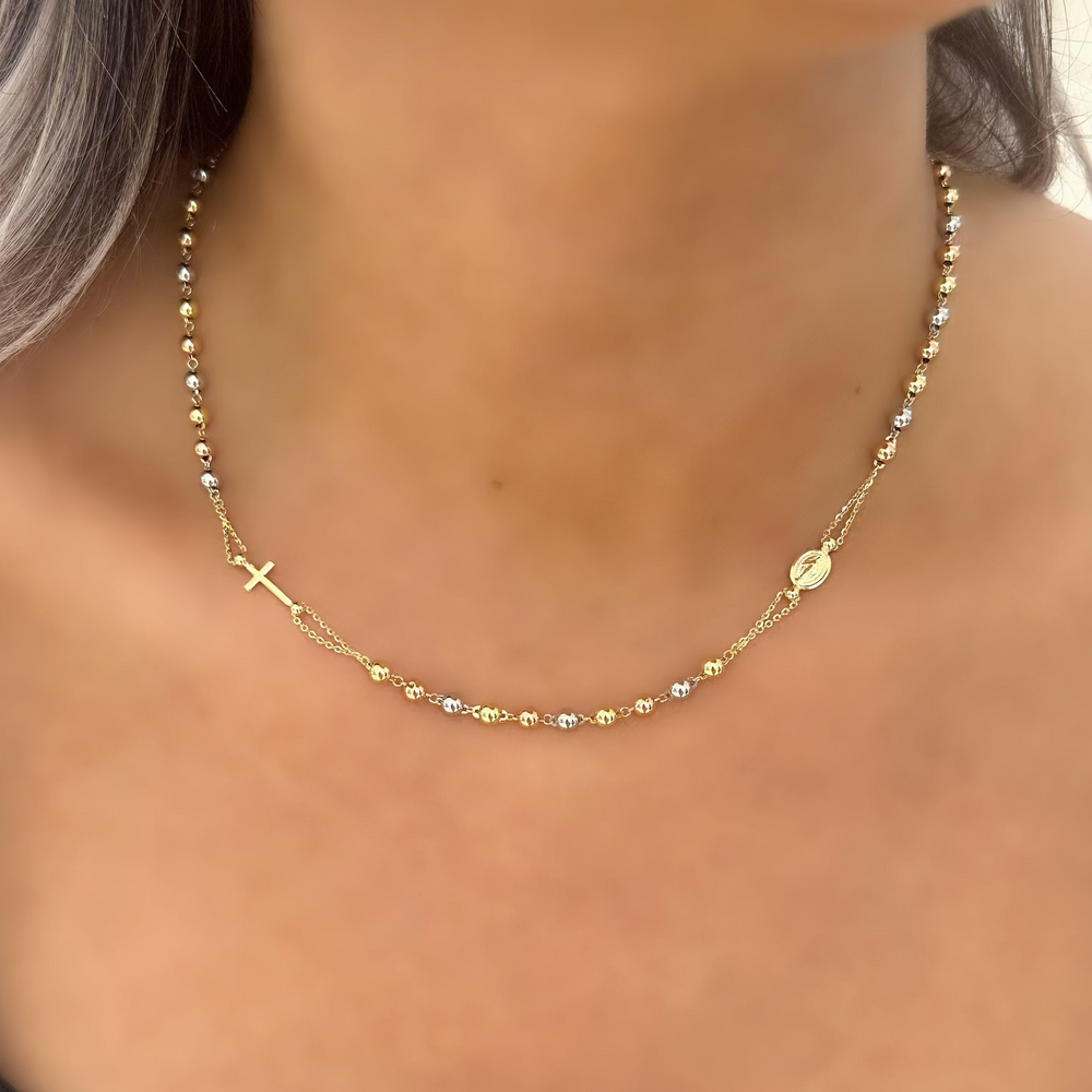 18K Gold Rosary Necklace
