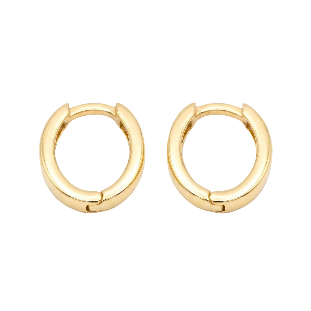 18K Yellow Gold Oval Hoop Earrings