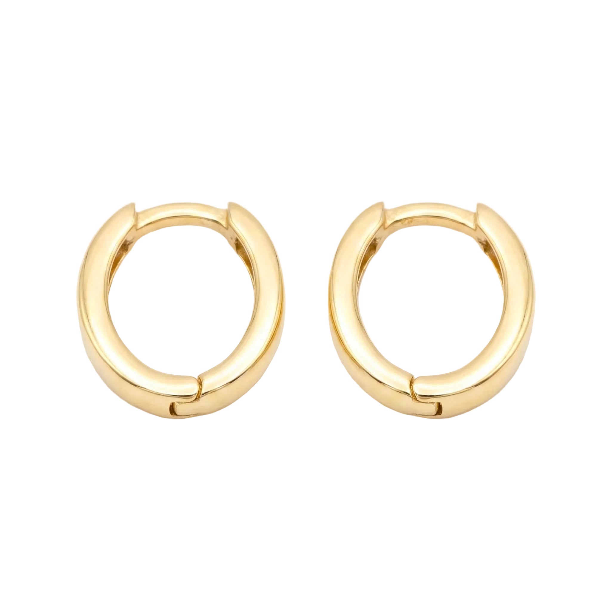 18K Yellow Gold Oval Hoop Earrings
