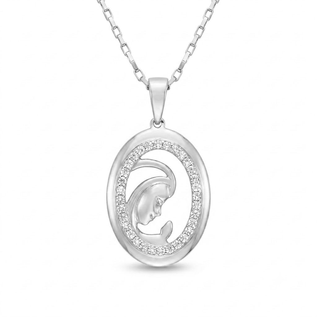 Diamond White Gold Mary Necklace