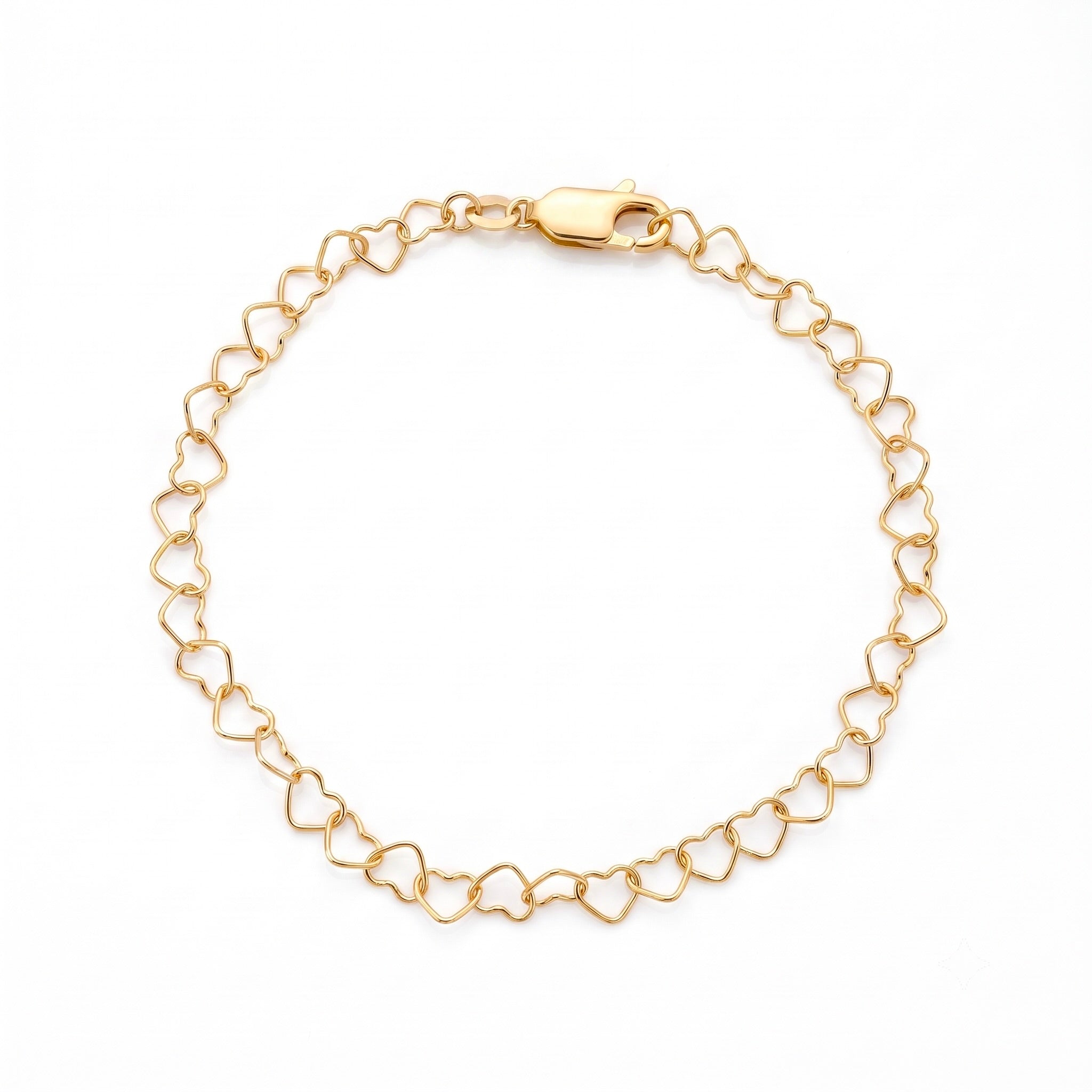 18K Yellow Gold Heart Chain Bracelet