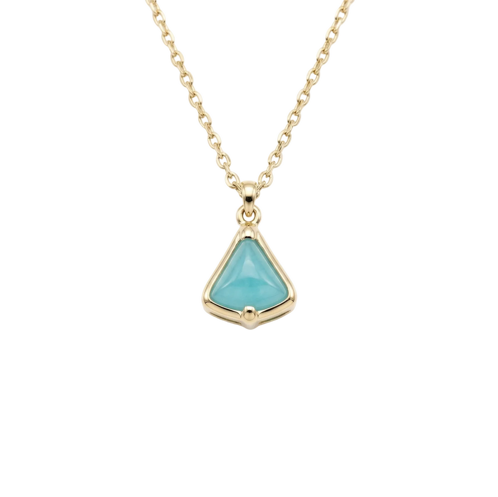 18K Yellow Gold Blue Chalcedony Chain Necklace
