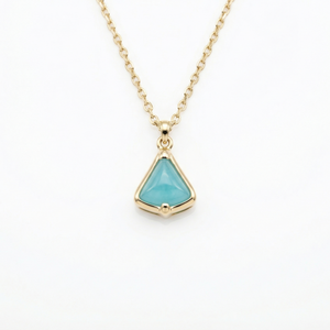 18K Yellow Gold Blue Chalcedony Chain Necklace
