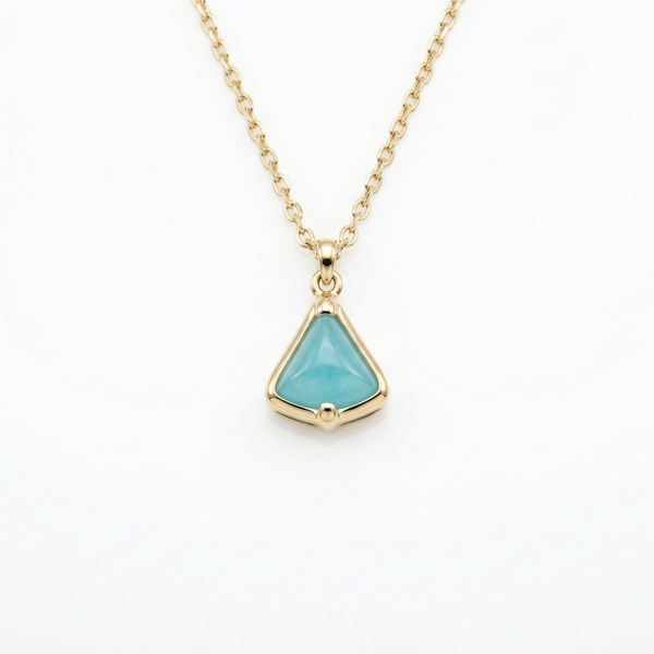 18K Yellow Gold Blue Chalcedony Chain Necklace