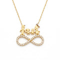 18K Yellow Gold Cubic Zirconia Black Rhodium Family Infinity Necklace
