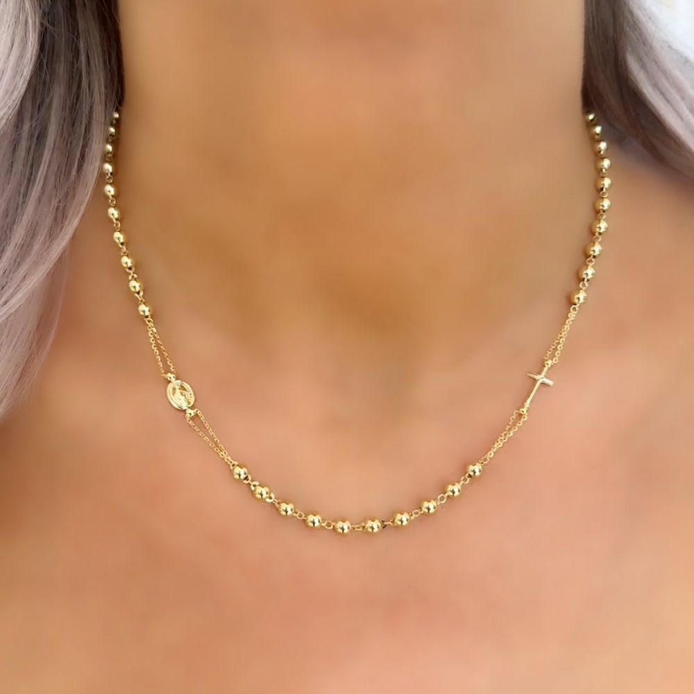 18K Gold Rosary Necklace